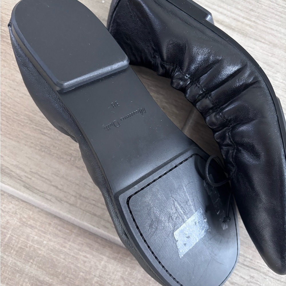 Massimo Dutti Black Leather Ballet Flats size 38 - Picture 4 of 6